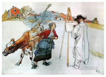 カール・ラーソン Painting - 農場にて 1905年 カール・ラーソン